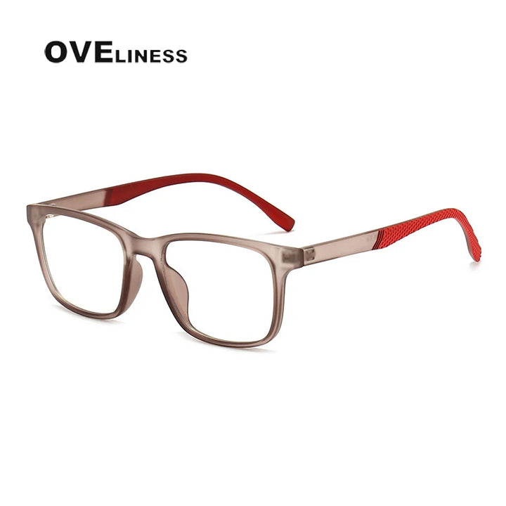 Oveliness Youth Unisex Full Rim Square Tr 90 Titanium Eyeglasses 8300 Full Rim Oveliness brown red  