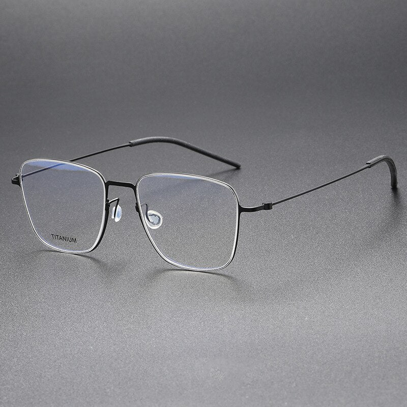 Aissuarvey Men's Full Rim Square Titanium Eyeglasses 514217 Full Rim Aissuarvey Eyeglasses Black CN 