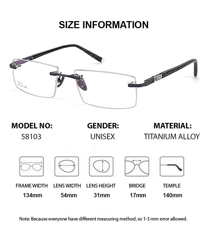 Summer Flower Unisex Rimless Square Alloy Eyeglasses 88836 Full Rim Summer Flower