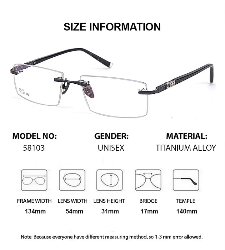 Summer Flower Unisex Rimless Square Alloy Eyeglasses 88836 Full Rim Summer Flower