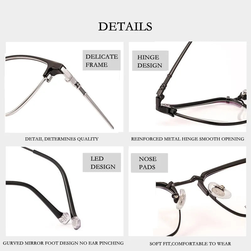 Kocolior Unisex Full Rim Square Titanium Alloy Hyperopic Reading Glasses 8628 Reading Glasses Kocolior
