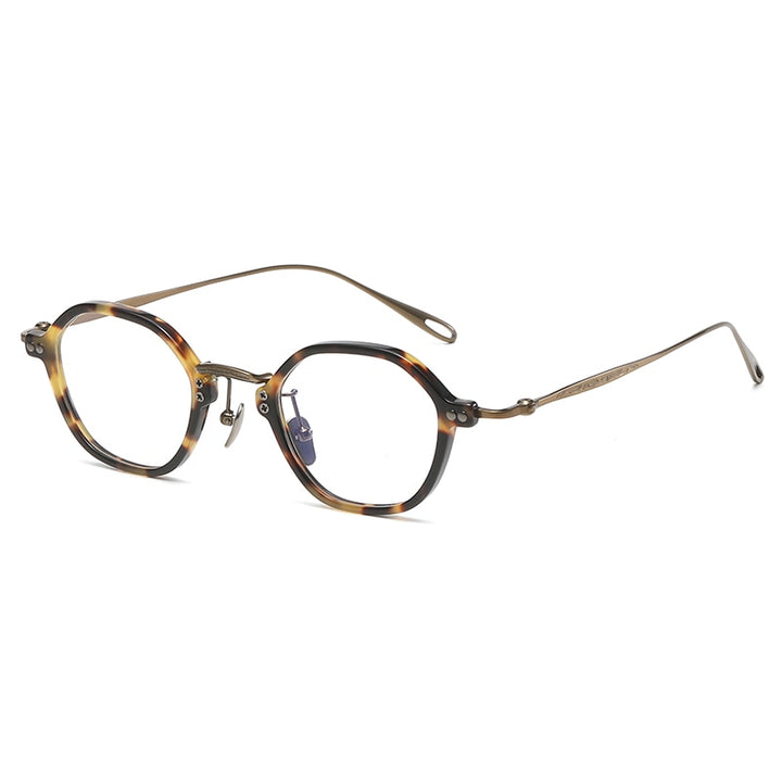 Gatenac Unisex Full Rim Round Titanium Acetate Eyeglasses Gxyj1090 Full Rim Gatenac Tortoiseshell Bronze
