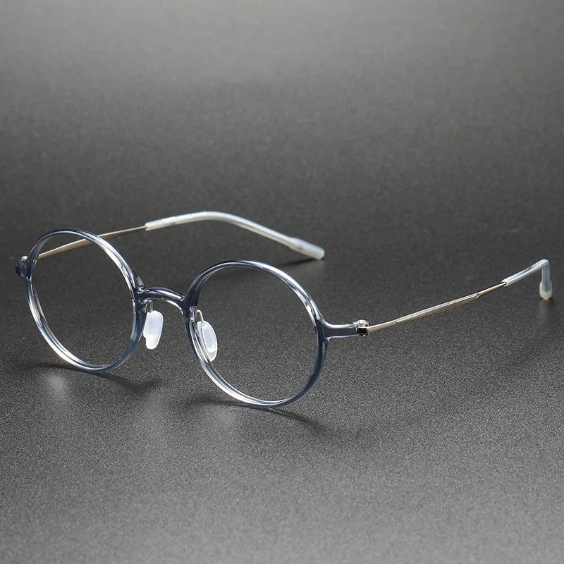 Aimee Unisex Full Rim Round Titanium Acetate Eyeglasses 8635 Full Rim Aimee Grey-Blue
