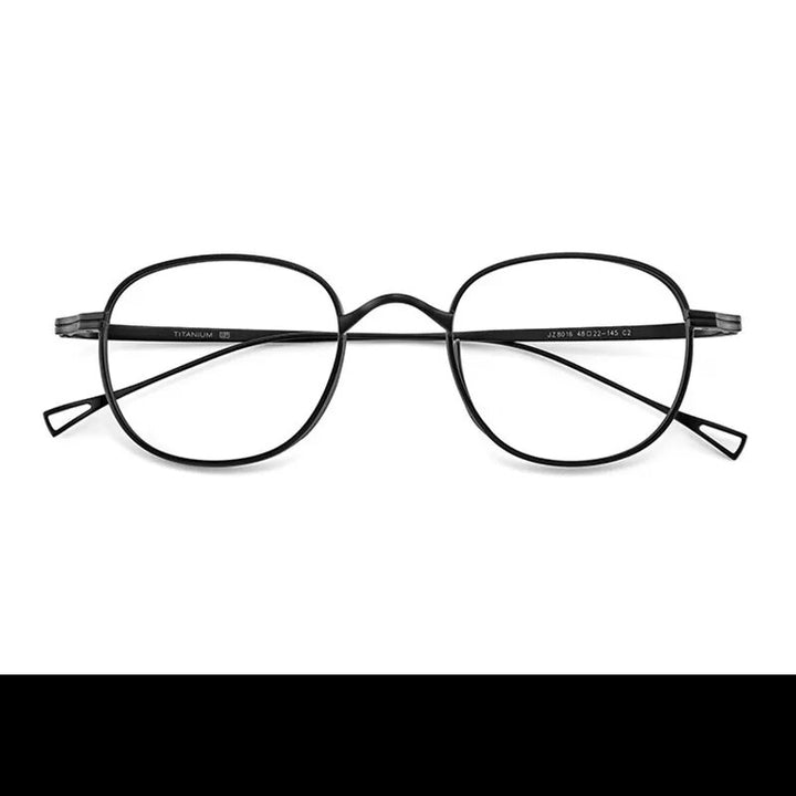Yimaruili Unisex Full Rim Round Titanium Alloy Eyeglasses 8016 Full Rim Yimaruili Eyeglasses Black