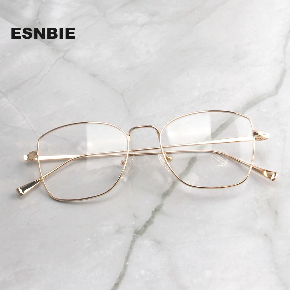 Esnbie Women's Full Rim Polygon Square Alloy Eyeglasses 241270