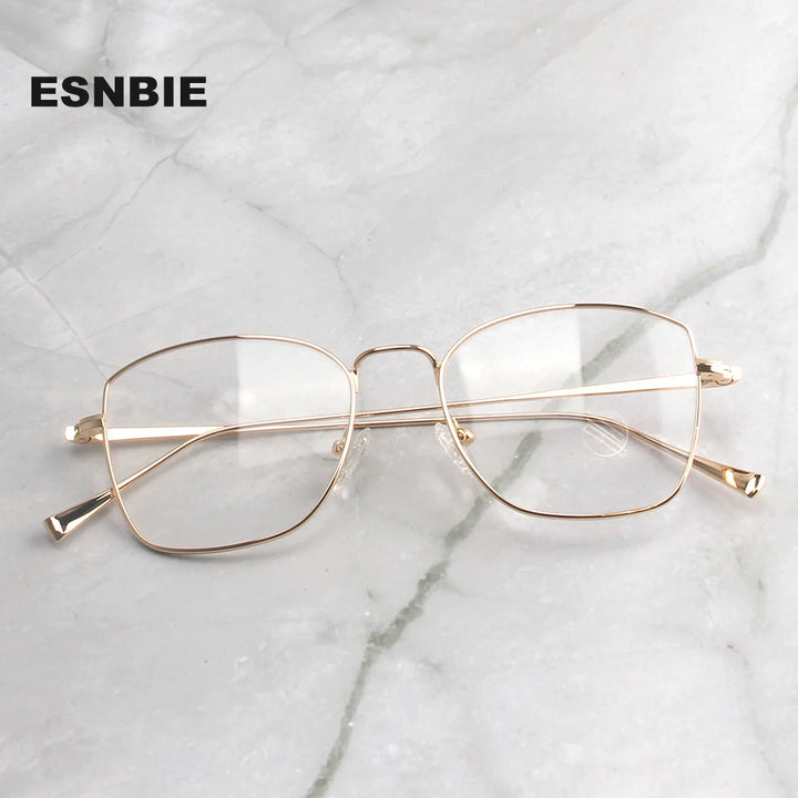 Esnbie Women's Full Rim Polygon Square Alloy Eyeglasses 241270