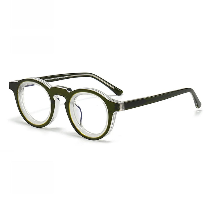 Black Mask Unisex Full Rim Round Acetate Eyeglasses 442721 Full Rim Black Mask Green