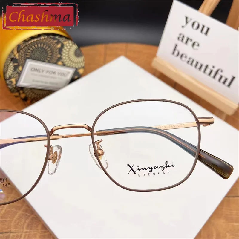 Chashma Ottica Unisex Full Rim Small Round Square Titanium Eyeglasses 1202 Full Rim Chashma Ottica