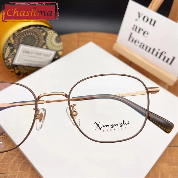 Chashma Ottica Unisex Full Rim Small Round Square Titanium Eyeglasses 1202 Full Rim Chashma Ottica