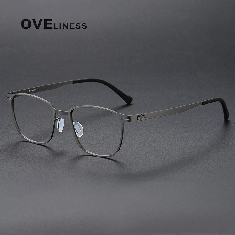 Oveliness Unisex Full Rim Square Screwless Titanium Eyeglasses 0978 Full Rim Oveliness gun