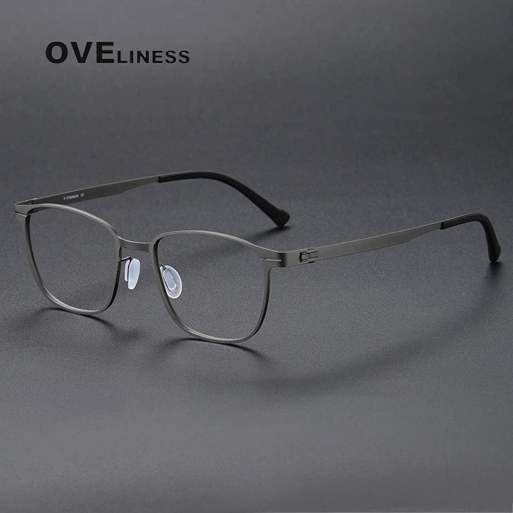 Oveliness Unisex Full Rim Square Screwless Titanium Eyeglasses 0978 Full Rim Oveliness gun