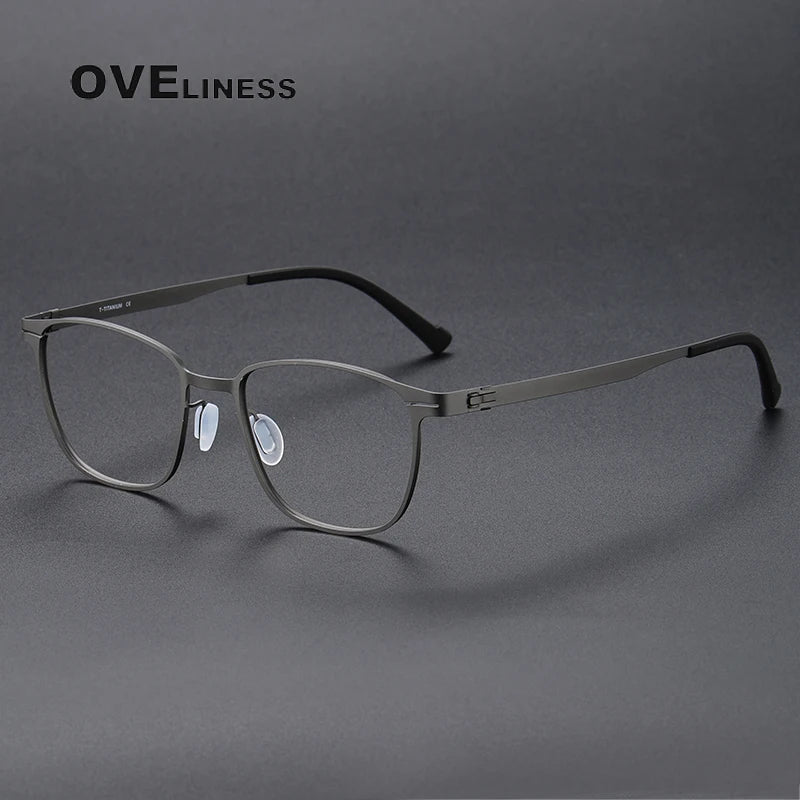 Oveliness Unisex Full Rim Square Screwless Titanium Eyeglasses 0978 Full Rim Oveliness gun  