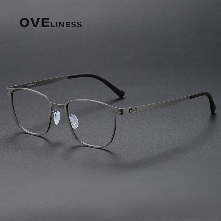 Oveliness Unisex Full Rim Square Screwless Titanium Eyeglasses 0978 Full Rim Oveliness gun  