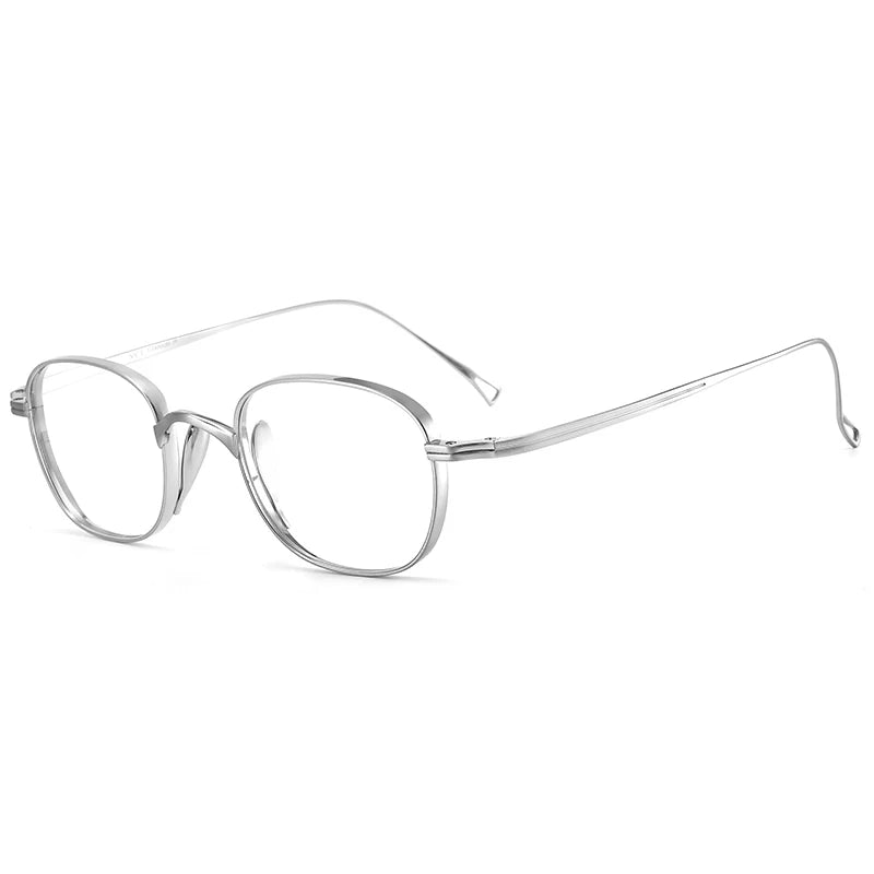 Bclear Unisex Full Rim Oval Titanium Eyeglasses 1019 Full Rim Bclear Silver