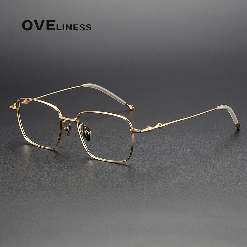 Oveliness Unisex Full Rim Square Titanium Eyeglasses 4118 Full Rim Oveliness gold
