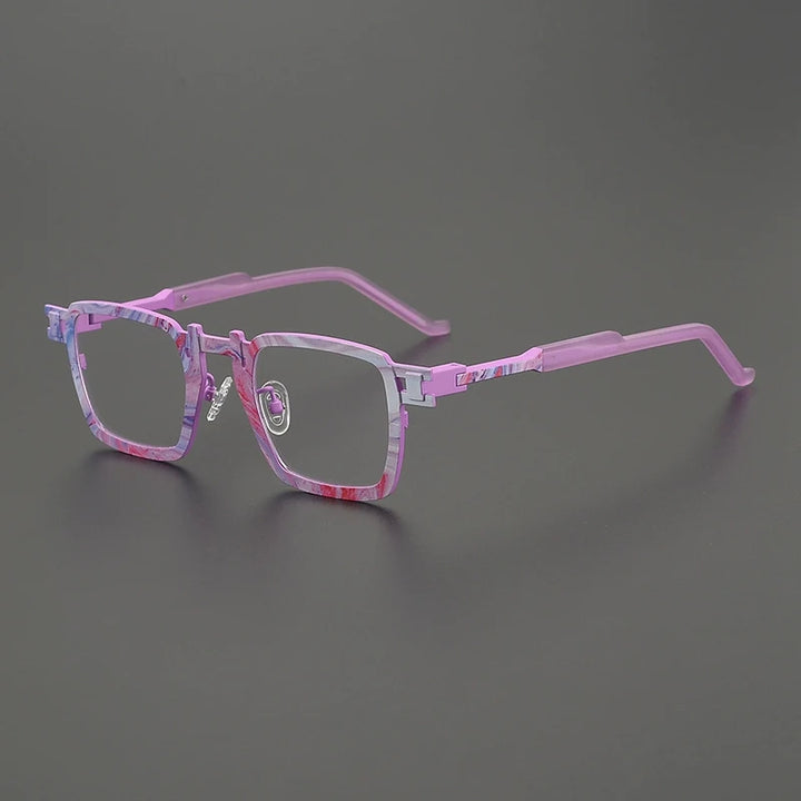 Gatenac Unisex Full Rim Square Titanium Acetate Eyeglasses Gxyj5910