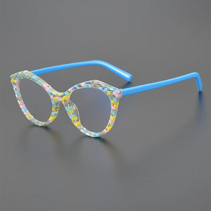 Nobler Unisex Full Rim Round Cat Eye Acetate Eyeglasses 19297 Full Rim Nobler C4