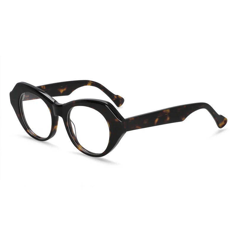 CCspace Unisex Full Rim Oval Eye Acetate Eyeglasses 57204 Full Rim CCspace C3Leopard