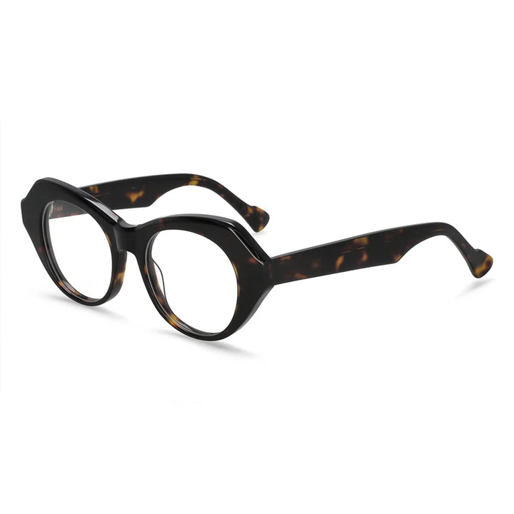 CCspace Unisex Full Rim Oval Eye Acetate Eyeglasses 57204 Full Rim CCspace C3Leopard
