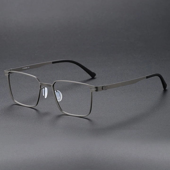 Oveliness Unisex Full Rim Square Screwless Titanium Eyeglasses 80998 Full Rim Oveliness gun  