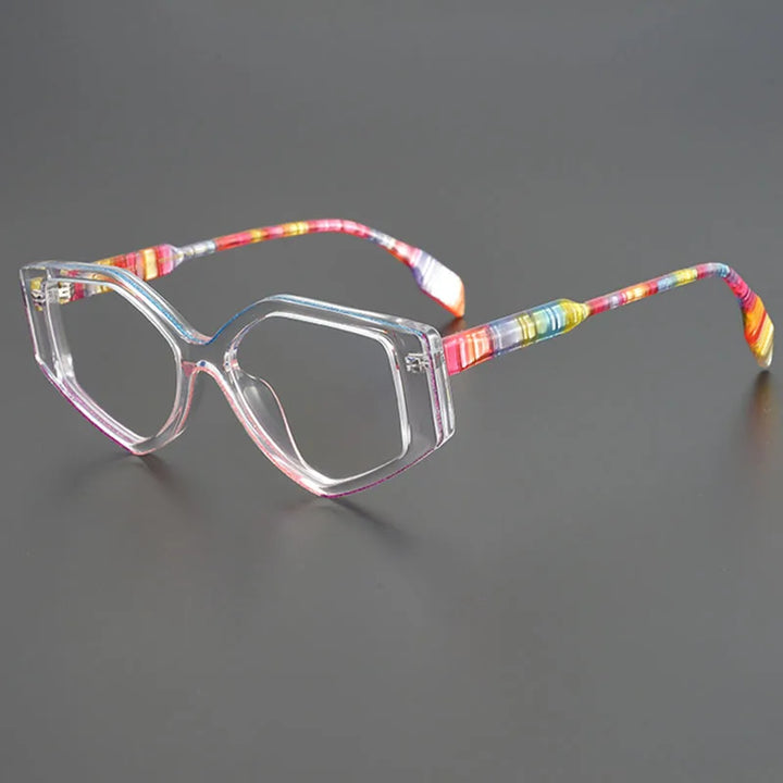 Nobler Unisex Full Rim Irregular Oval Cat Eye Acetate Eyeglasses 19256 Full Rim Nobler C2