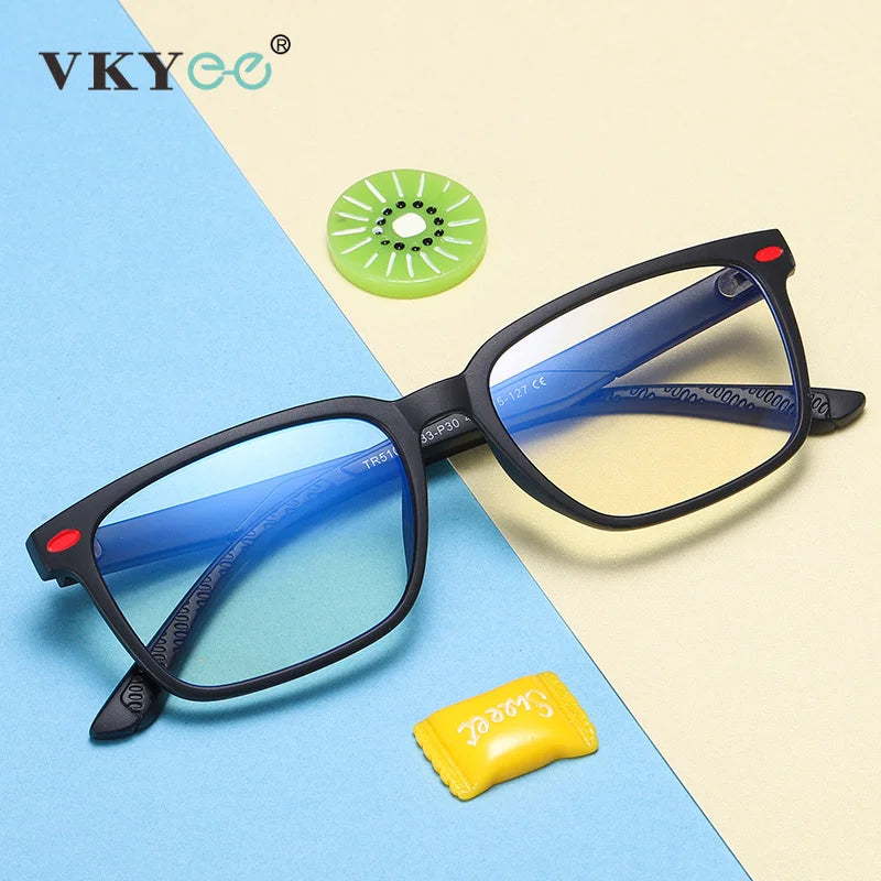 Vicky Youth Unisex Full Rim Square Tr 90 Titanium Eyeglasses 5101 Full Rim Vicky