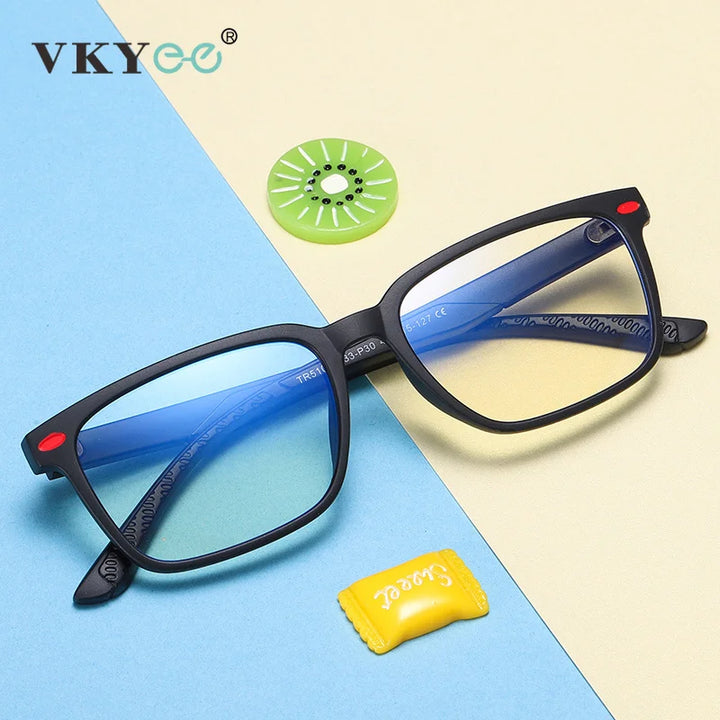 Vicky Youth Unisex Full Rim Square Tr 90 Titanium Eyeglasses 5101 Full Rim Vicky