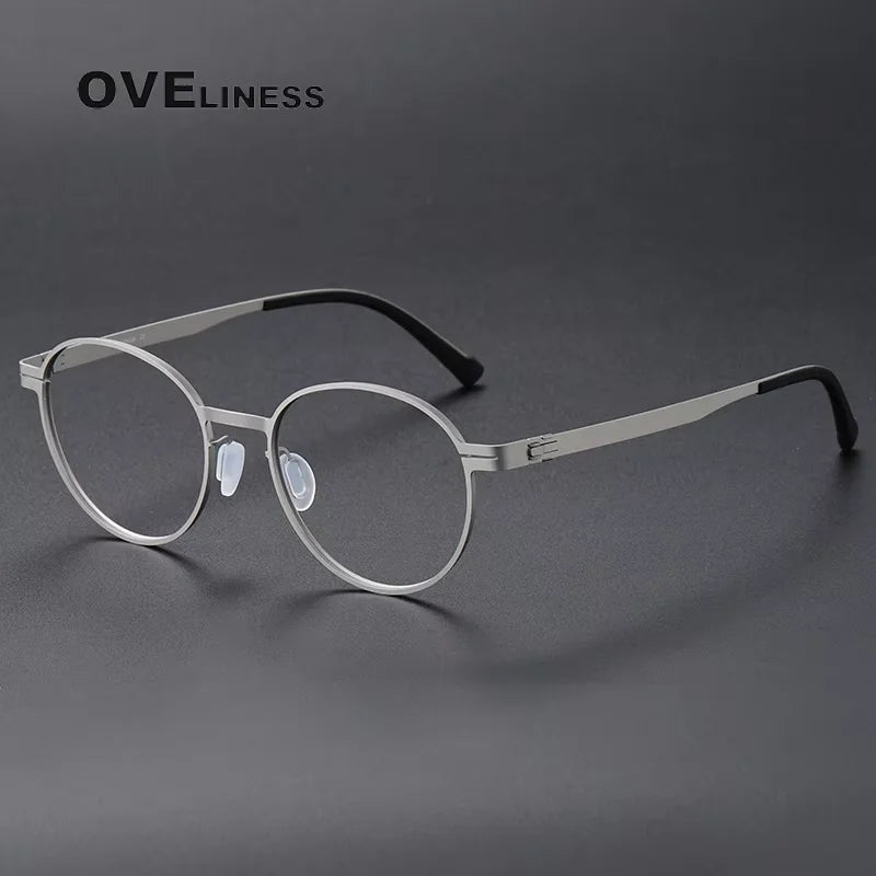 Oveliness Unisex  Full Rim Round Screwless Titanium Eyeglasses 80994