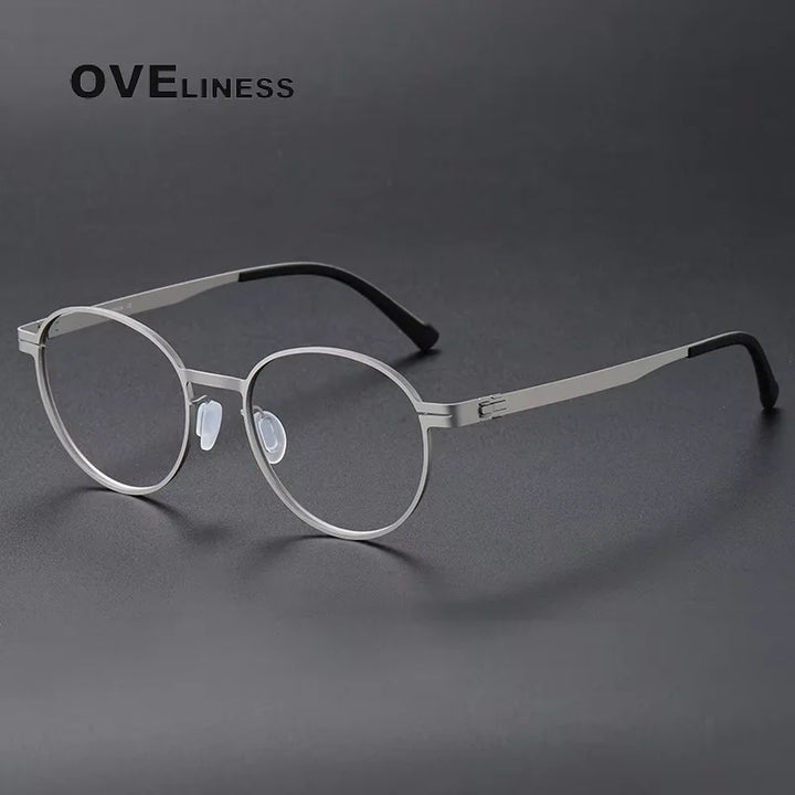 Oveliness Unisex  Full Rim Round Screwless Titanium Eyeglasses 80994