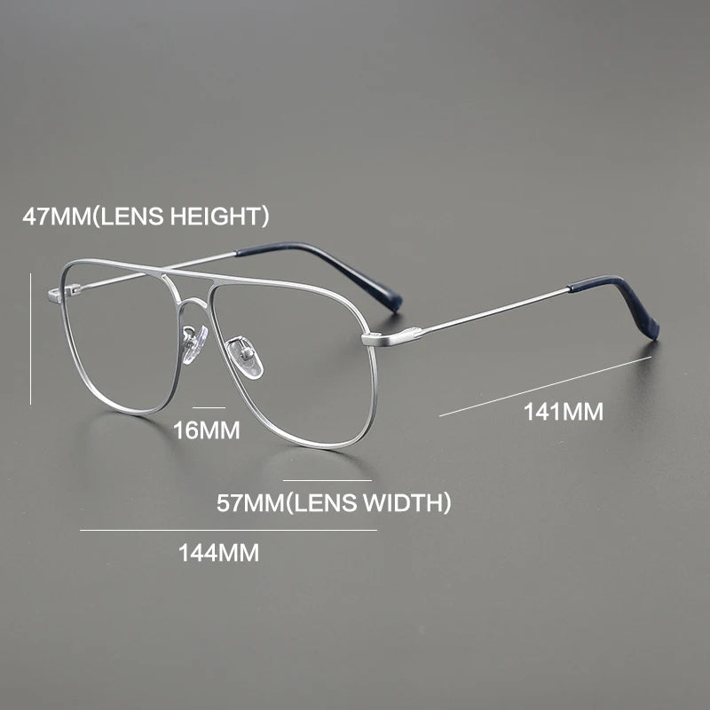 Gatenac Unisex Full Rim Square Double Bridge Titanium Eyeglasses Gxyj1241 Full Rim Gatenac