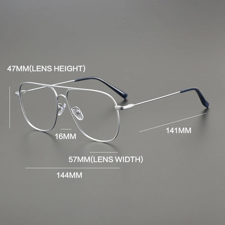 Gatenac Unisex Full Rim Square Double Bridge Titanium Eyeglasses Gxyj1241 Full Rim Gatenac