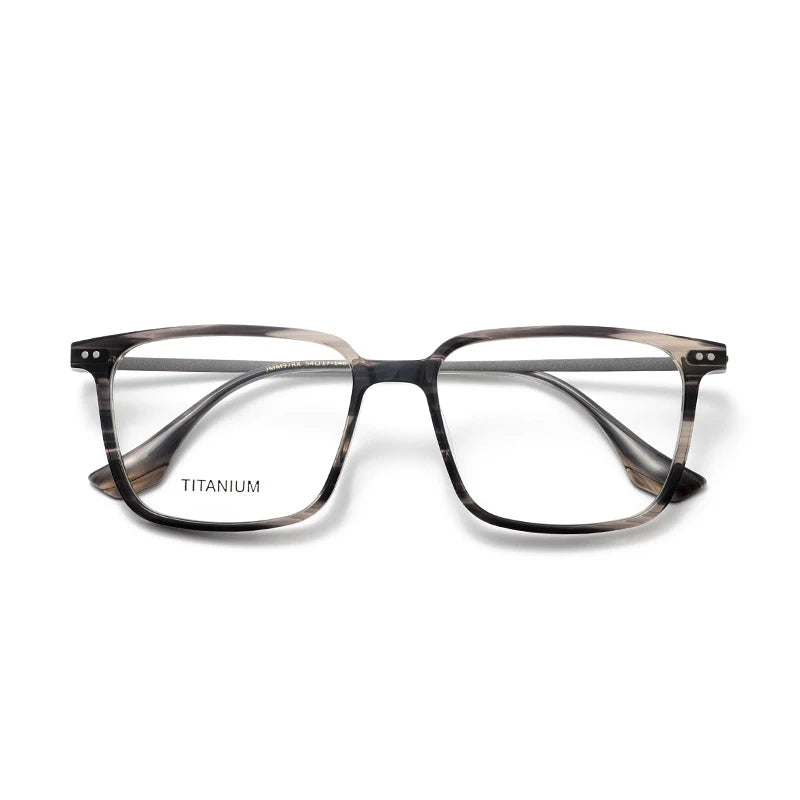Nobler Unisex Full Rim Square Acetate Titanium Eyeglasses 39697