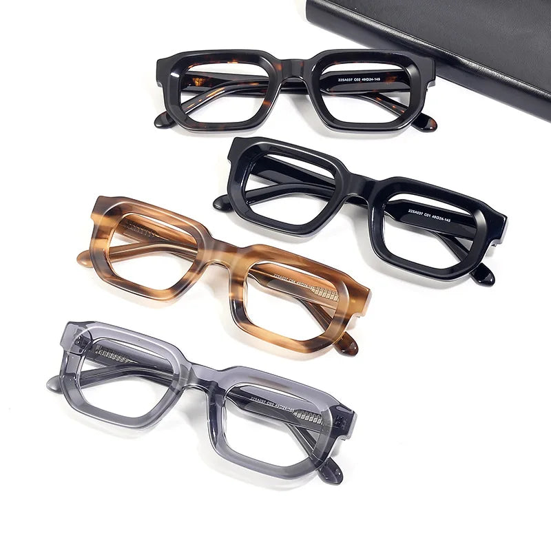 Black Mask Unisex Full Rim Brow Line Square Acetate Eyeglasses 22037 Full Rim Black Mask