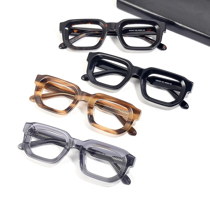 Black Mask Unisex Full Rim Brow Line Square Acetate Eyeglasses 22037 Full Rim Black Mask