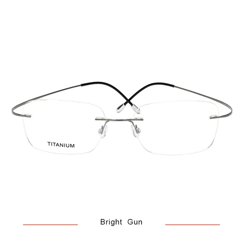 Brightzone Unisex Rimless Square Screwless Titanium Eyeglasses 71616 Rimless Brightzone Bright Gun