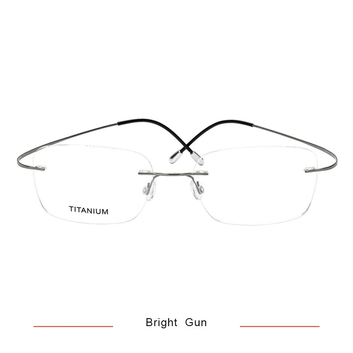 Brightzone Unisex Rimless Square Screwless Titanium Eyeglasses 71616 Rimless Brightzone Bright Gun
