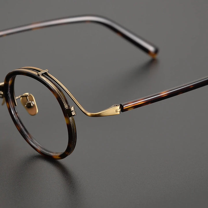 Black Mask Unisex Full Rim Round Titanium Acetate Eyeglasses 82027 Full Rim Black Mask