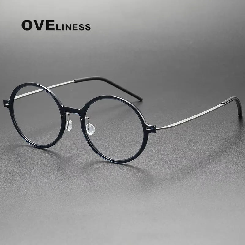 Oveliness Women's Full Rim Round Acetate Titanium Eyeglasses 26523