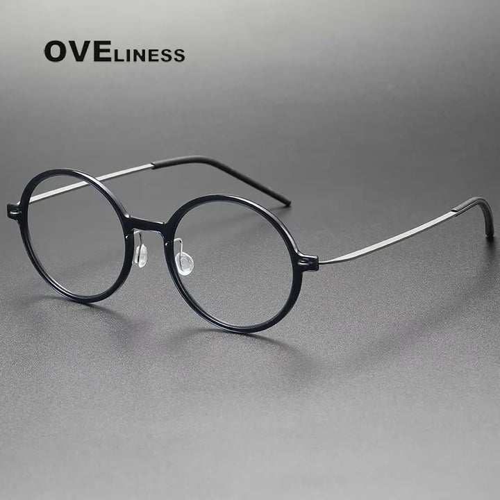 Oveliness Women's Full Rim Round Acetate Titanium Eyeglasses 26523