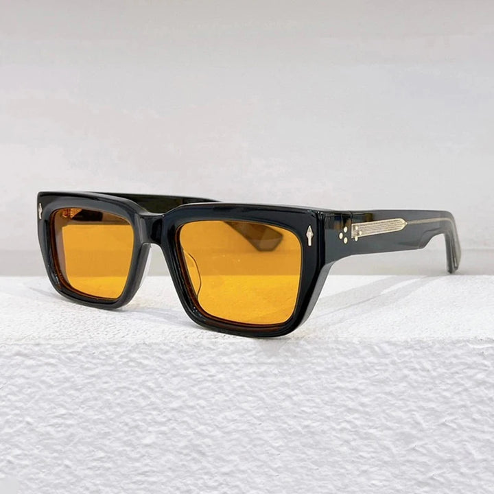 Hewei Unisex Full Rim Square Acetate Sunglasses 0031 Sunglasses Hewei gold-black as picture 