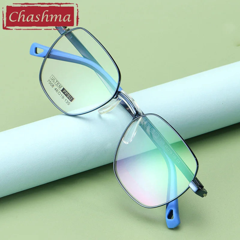 Chashma Ottica Unisex Youth Full Rim Polygon Stainless Steel Eyeglasses 7508 Full Rim Chashma Ottica