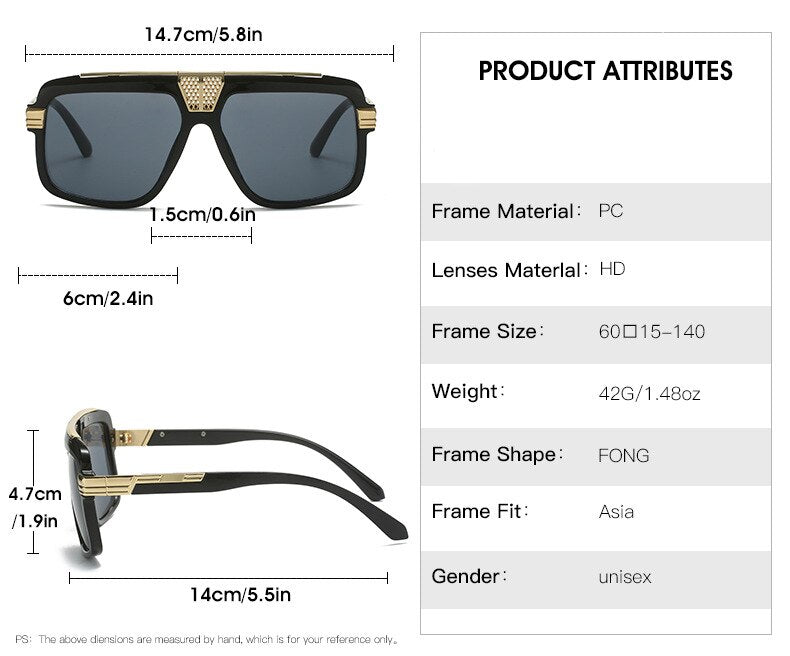 CCspace Men's Full Rim Large Square Tr 90 UV400 Sunglasses 56295 Sunglasses CCspace Sunglasses