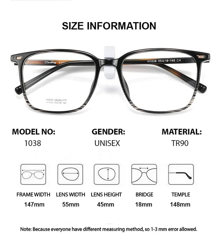 Summer Flower Unisex Full Rim Square Tr 90 Titanium Eyeglasses 611038