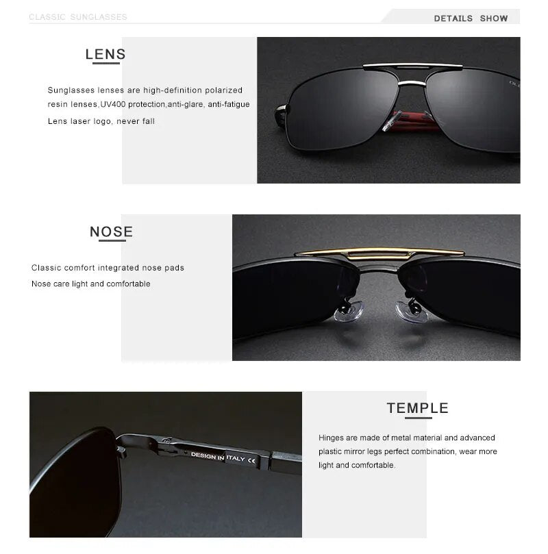 Oley Men's Full Rim Oval Aluminum Magnesium Polarized Sunglasses Y8724 Sunglasses Oley