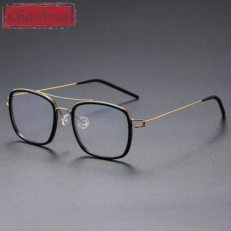Chashma Ottica Women's Full Rim Square Double Bridge Titanium Acetate Eyeglasses 51138