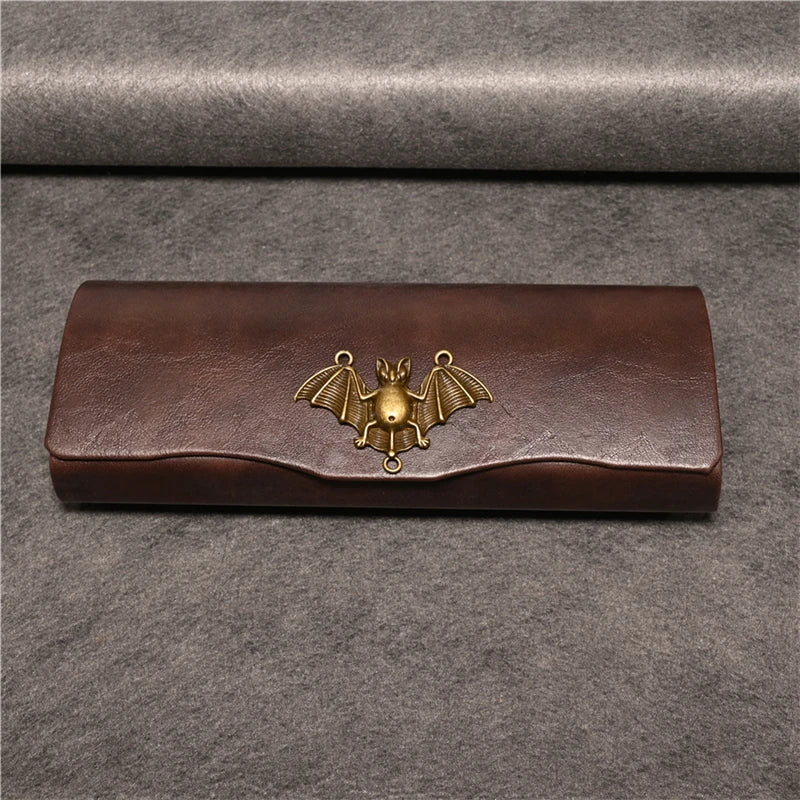 Cubojue Unisex Brown PU Leather Eyeglass Case Assorted Designs 1638 Case Cubojue Case middle case bat
