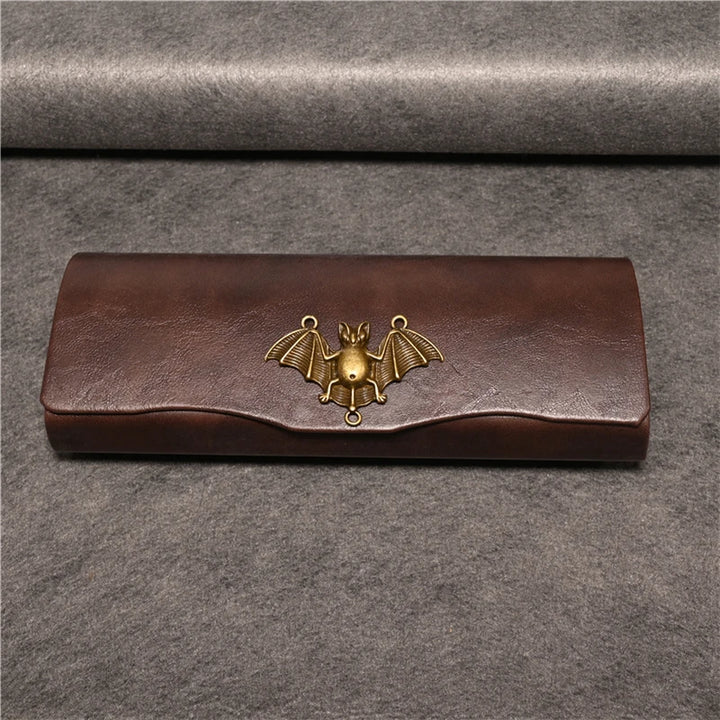 Cubojue Unisex Brown PU Leather Eyeglass Case Assorted Designs 1638 Case Cubojue Case middle case bat
