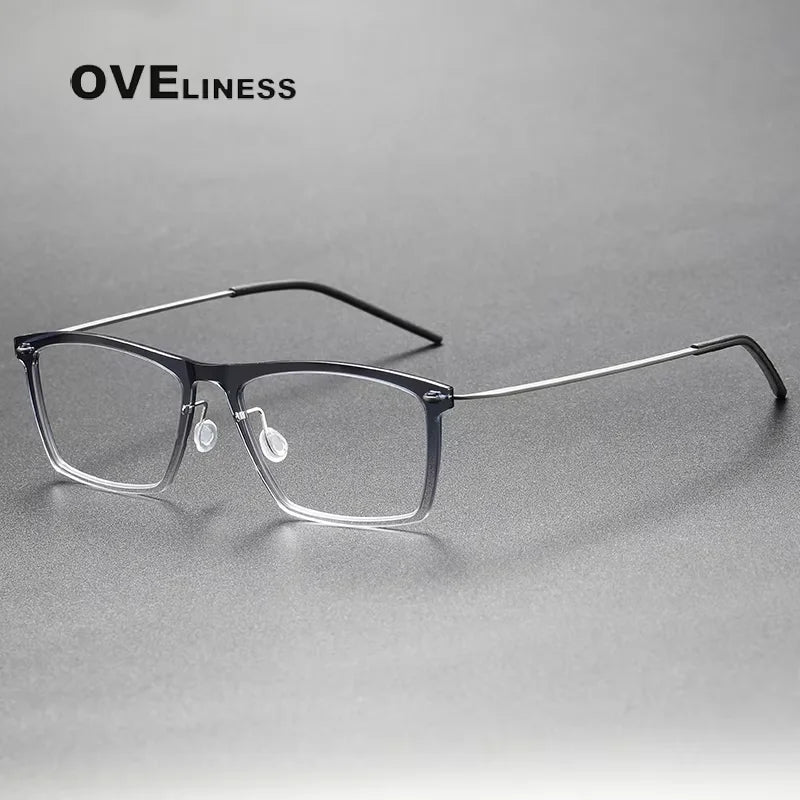 Oveliness Unisex Full Rim Square Acetate Titanium Eyeglasses 6533 Full Rim Oveliness gradient grey