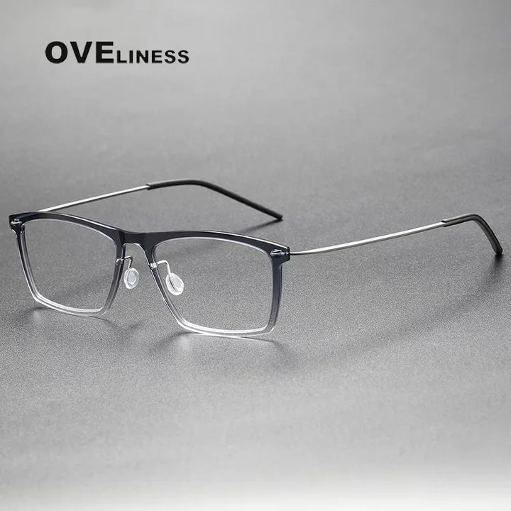 Oveliness Unisex Full Rim Square Acetate Titanium Eyeglasses 6533 Full Rim Oveliness gradient grey