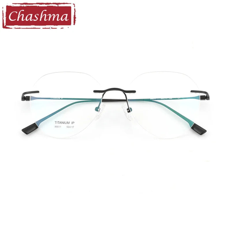Chashma Ottica Unisex Rimless Flat Top Round Titanium Eyeglasses 96611 Rimless Chashma Ottica   